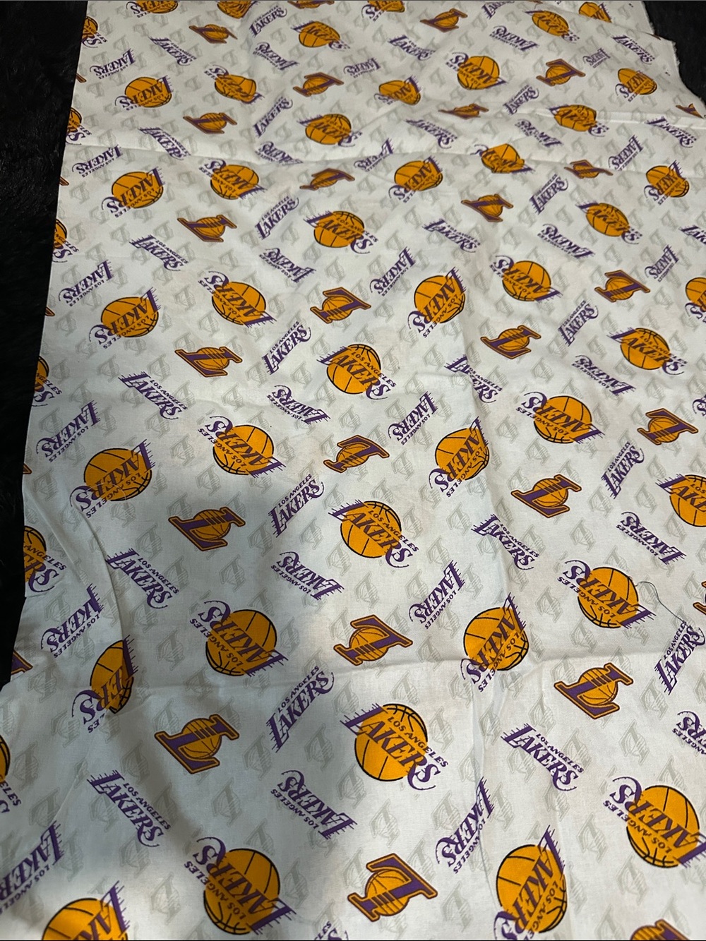 1 1/2 yards NBA Los Angeles Lakers White, Gold & Purple Printed Fabric